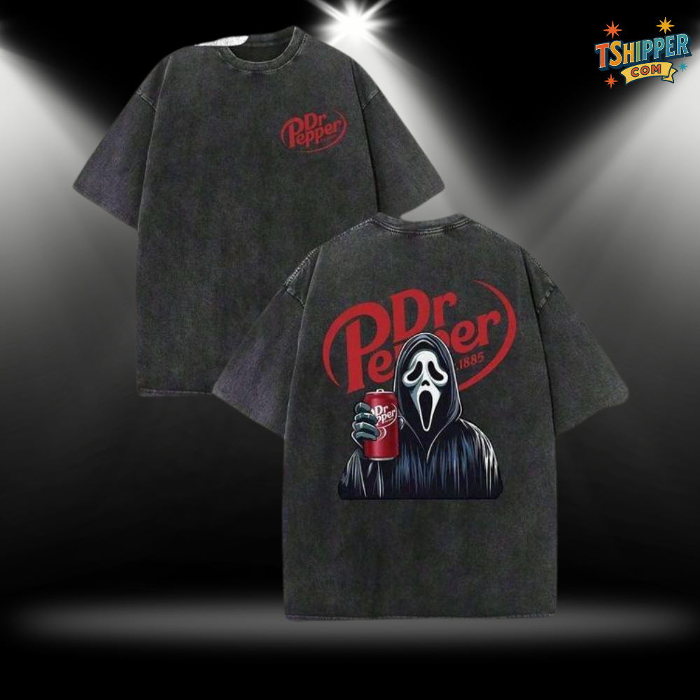 Scream-Inducing Dr. Pepper Ghost Face Halloween T-Shirt