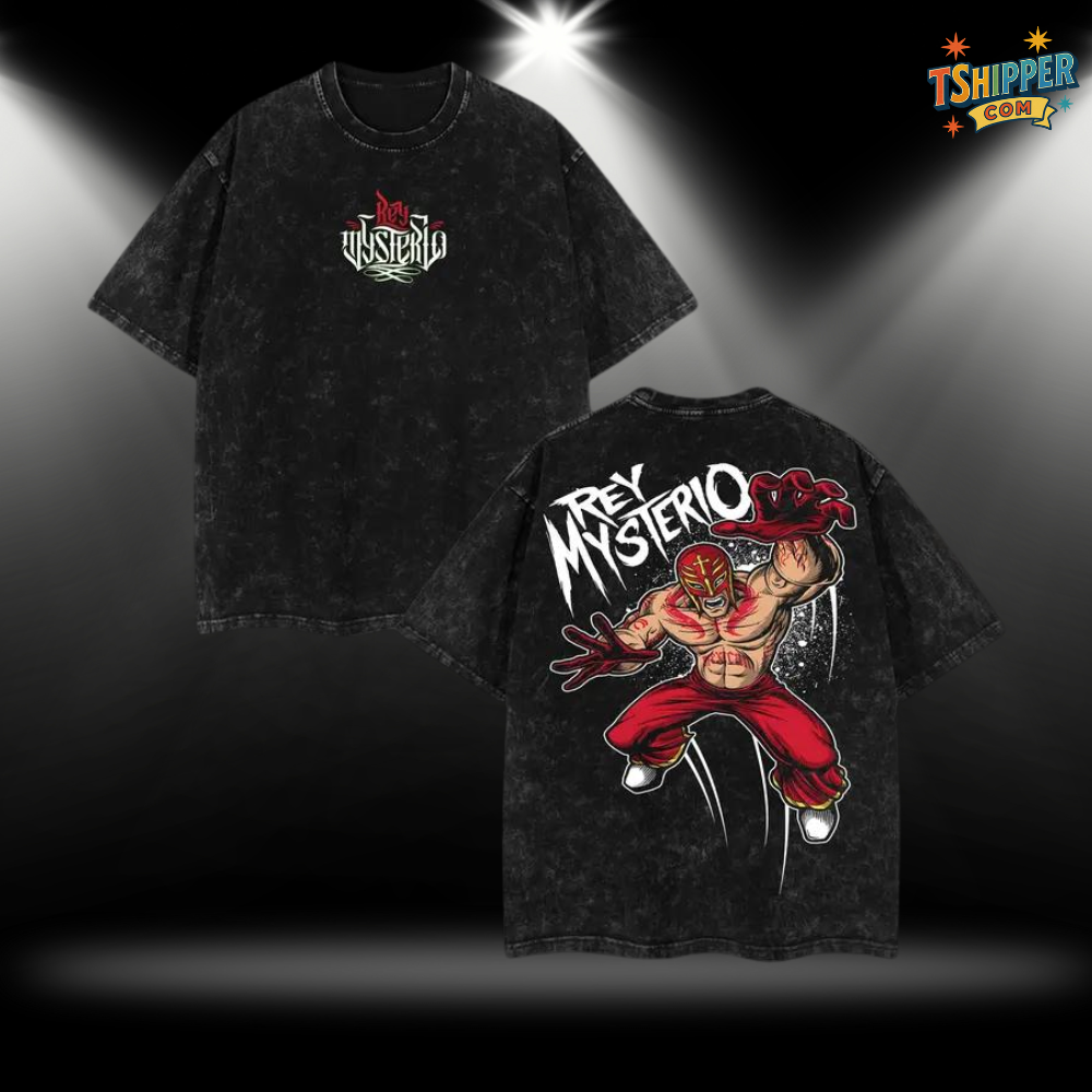 Rey Mysterio Retro Vintage T-Shirt – Limited Edition Red Oversized Washed Tee