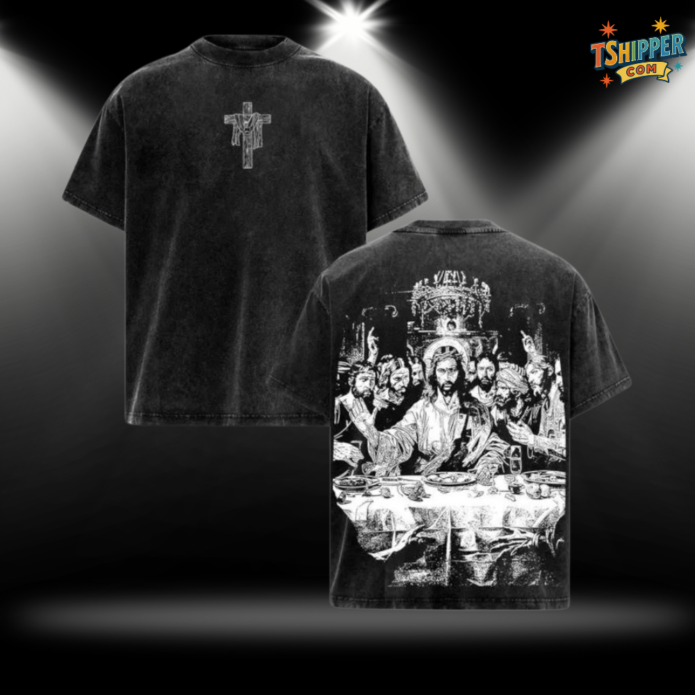 Last Supper V2 – Vintage Washed Christian Oversized Tee