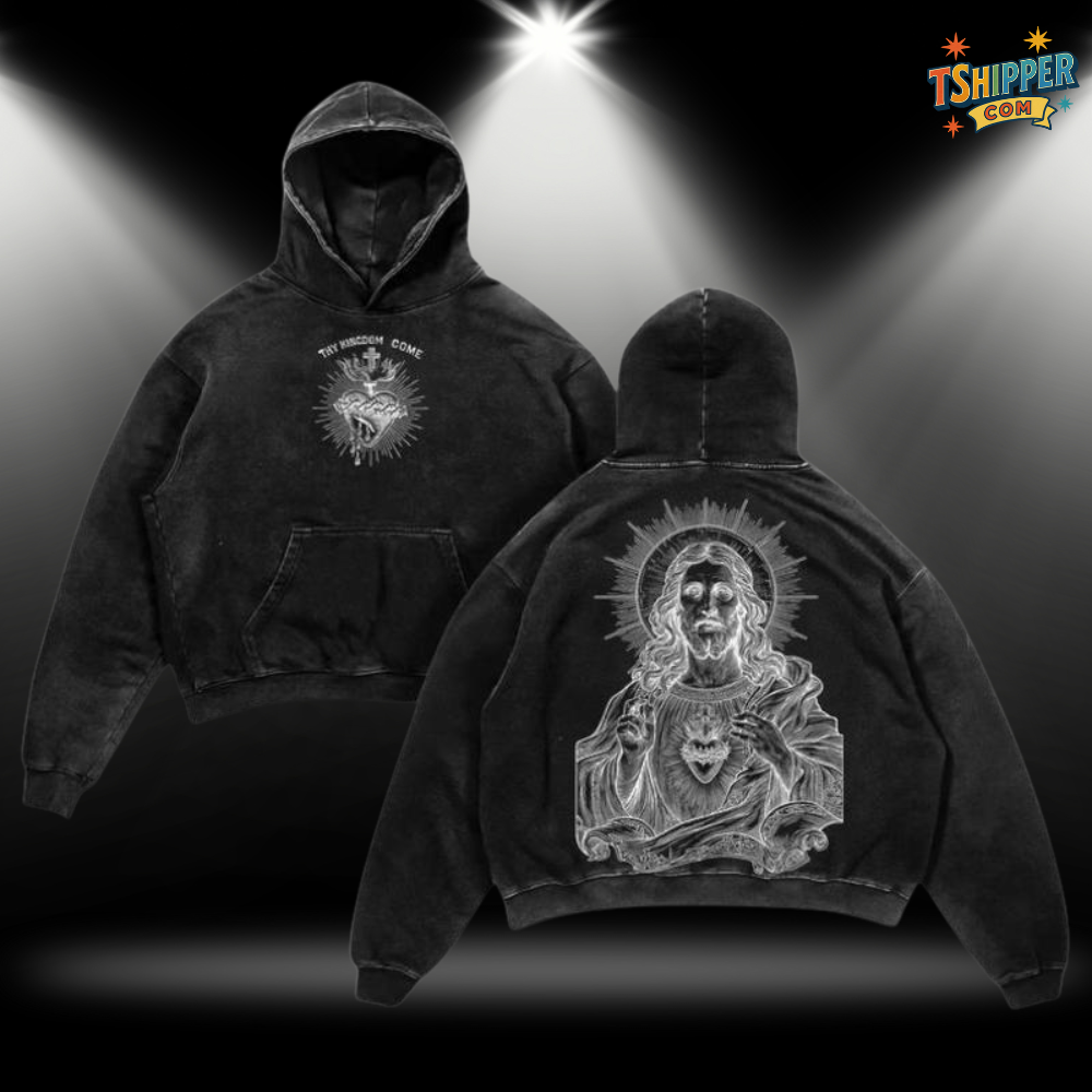 Sacred Heart Jesus – Vintage Washed Christian Oversized Tee / Hoodie
