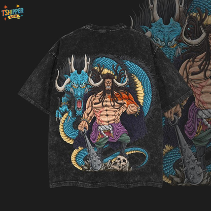 Kaido “The Beasts Pirates” One Piece Vintage Washed T-Shirt