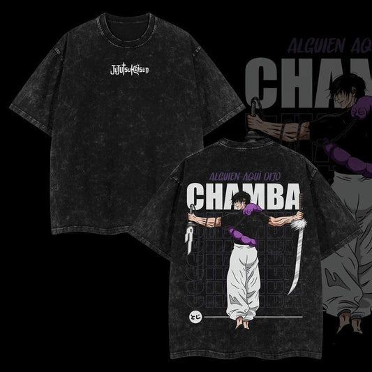 Toji Anime Acid Washed Cotton T-Shirt Premium Fit Must Have for Anime Fans 100% Premium Cotton 230gsm Comfortable Soft Feel and Durability Classic Look with Modern Twist Sizes S-5XL Menswear Seamless Alguien Aqui Ojo Chamba Design