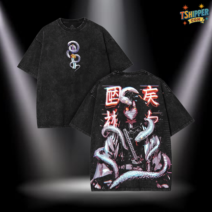 Obanai Serpent Hashira Dark Washed Oversized Tee