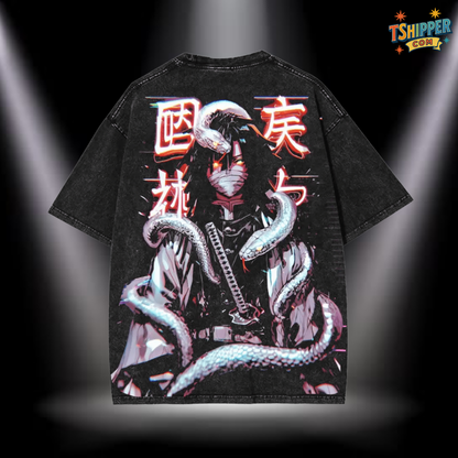 Obanai Serpent Hashira Dark Washed Oversized Tee