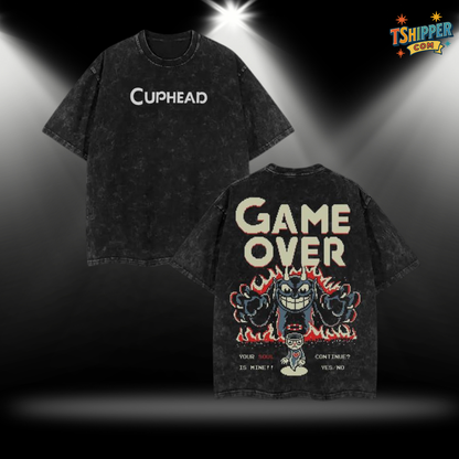 Cuphead Game Over Vintage Washed Tee