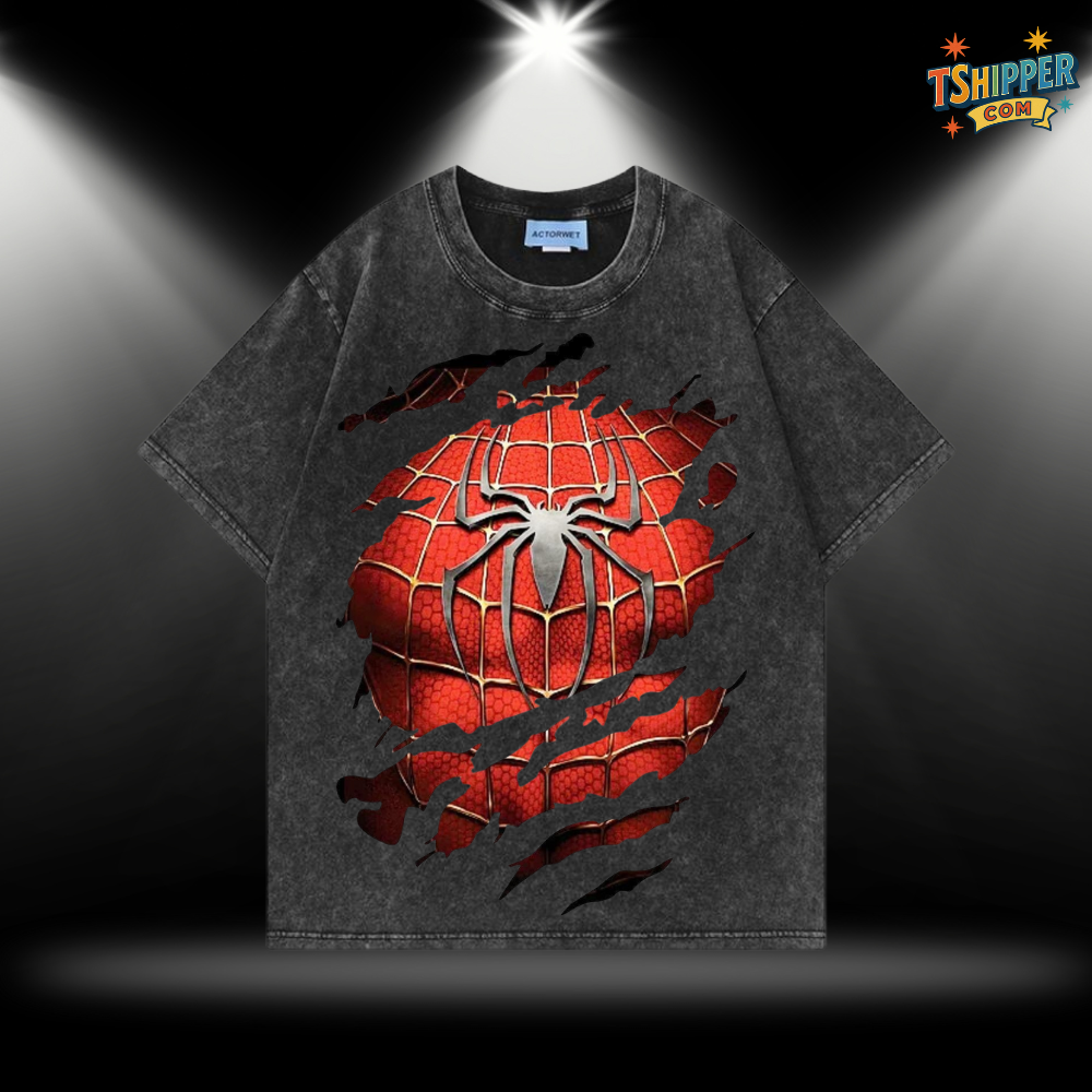 Spider Armor Vintage Washed Oversized Tee