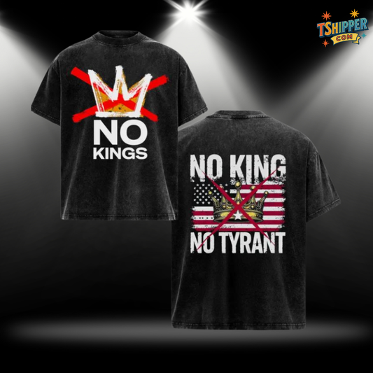 No Kings in America Vintage Washed Tee