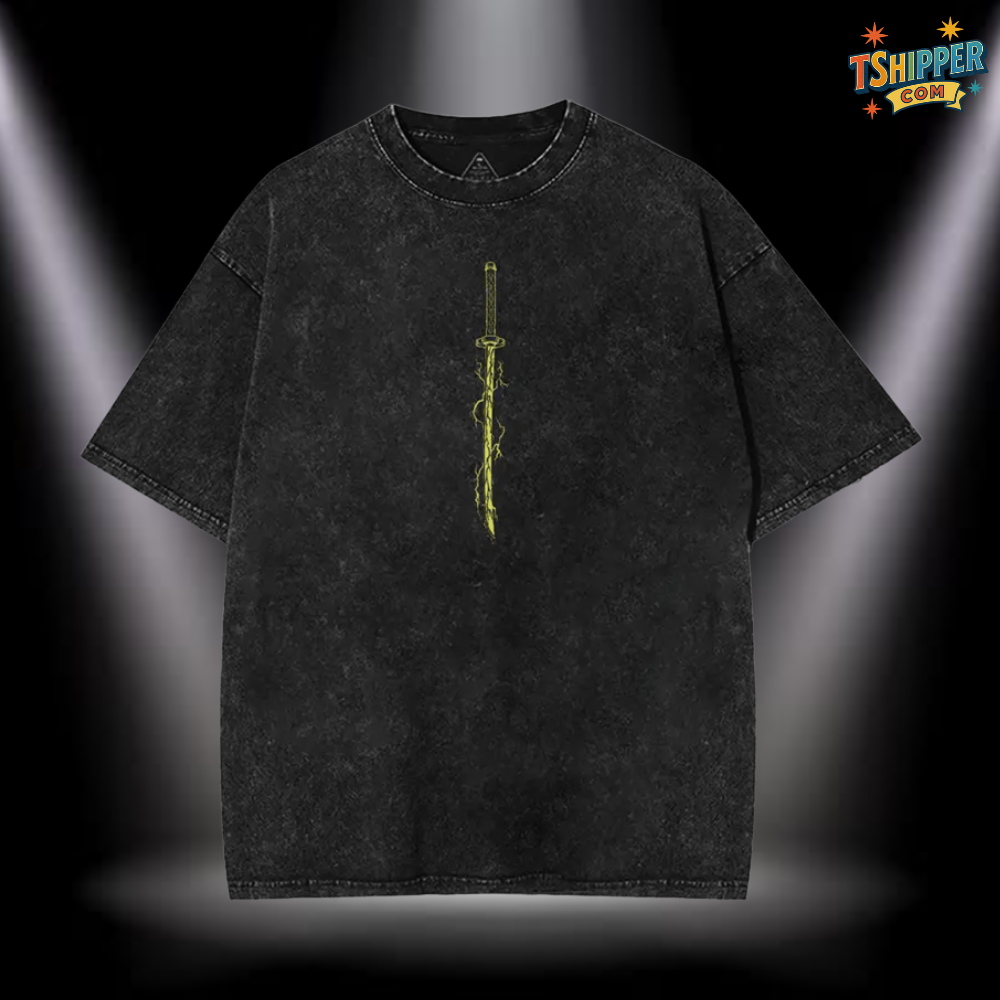 Zenitsu Agatsuma Thunder Breathing Vintage Washed Oversized Tee