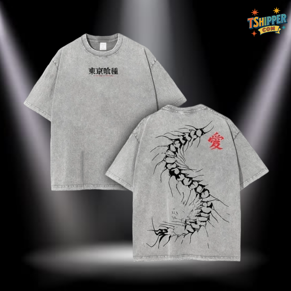 Kaneki Ken Centipede Vintage Acid Wash Oversized Tee