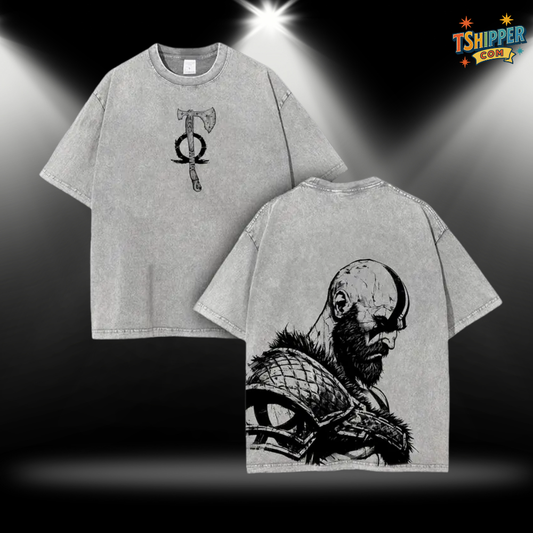 Kratos Spartan Rage Vintage Washed Oversized Tee