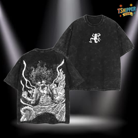 Luffy JoyBoy Vintage Acid Wash Oversized Tee