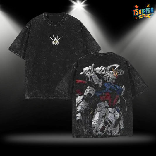 RX-78-2, Unicorn, Zaku II, Barbatos & Sinanju Gundam Vintage Washed Oversized Tee