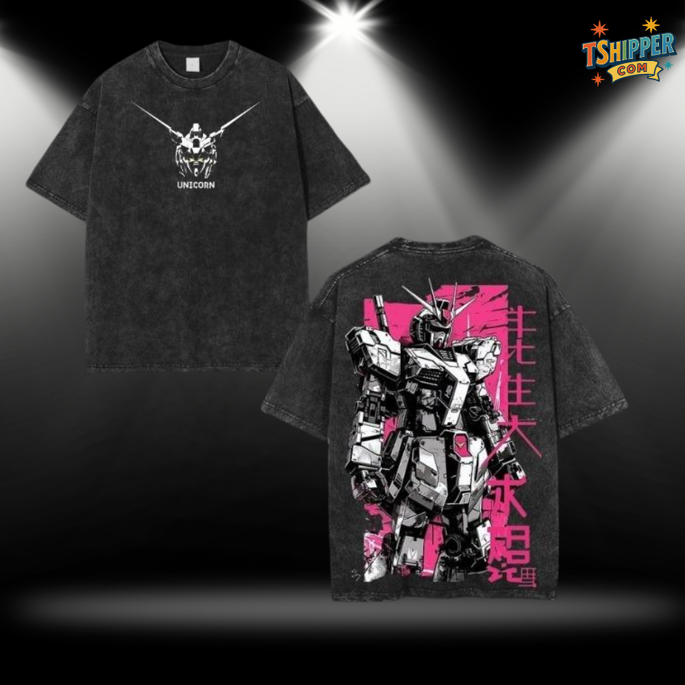 Gundam Anime Vintage Washed T-Shirt – Iconic Mecha Character Oversized Tee