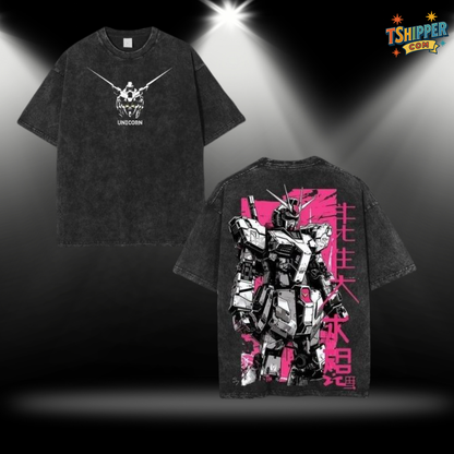 Gundam Anime Vintage Washed T-Shirt – Iconic Mecha Character Oversized Tee