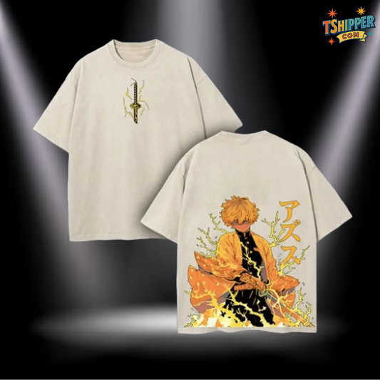 Zenitsu Agatsuma Thunder Breathing Vintage Washed Tee
