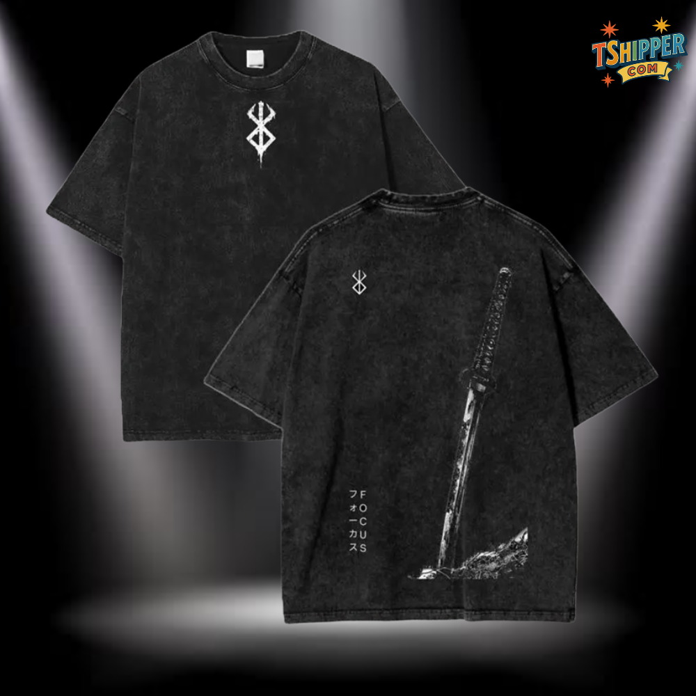 Berserk Guts Vintage Acid Wash Oversized Tee