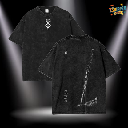 Berserk Guts Vintage Acid Wash Oversized Tee