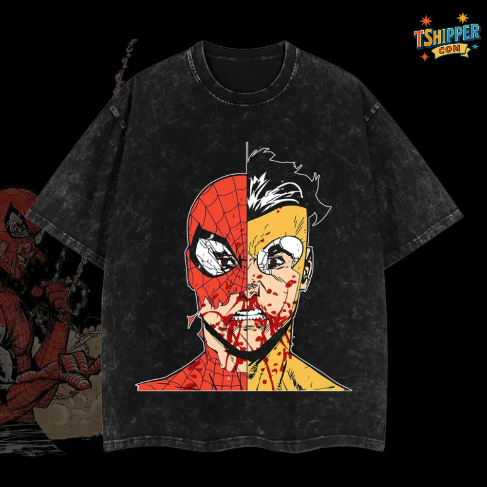 Spidey vs Mark Grayson Vintage Acid Wash Oversized Tee