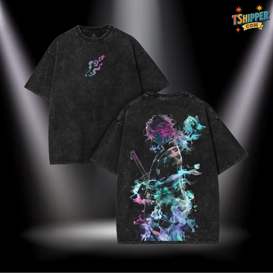 Tomioka Giyu Water Hashira Washed Oversized Anime Tee