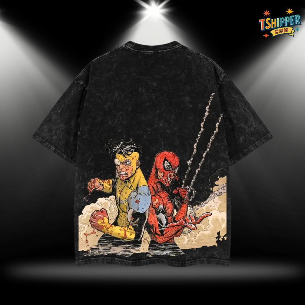Spidey vs Mark Grayson Vintage Acid Wash Oversized Tee