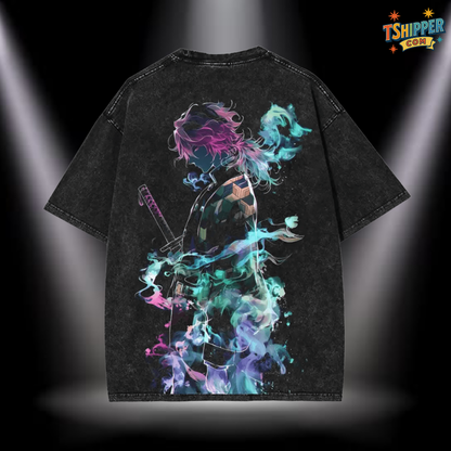 Tomioka Giyu Water Hashira Washed Oversized Anime Tee