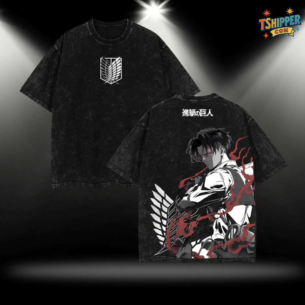 Levi Ackerman Vintage Washed Oversized Tee