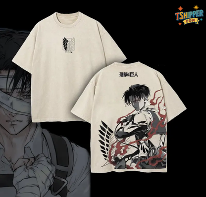 Levi Ackerman Vintage Washed Oversized Tee