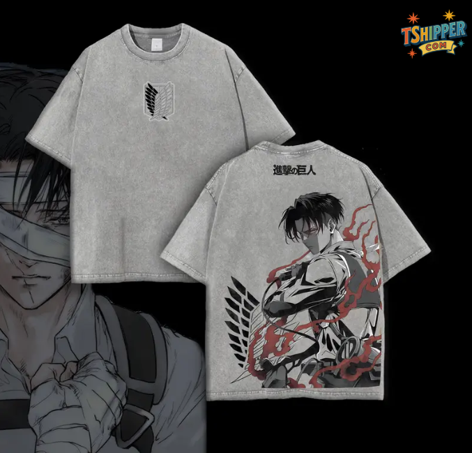Levi Ackerman Vintage Washed Oversized Tee